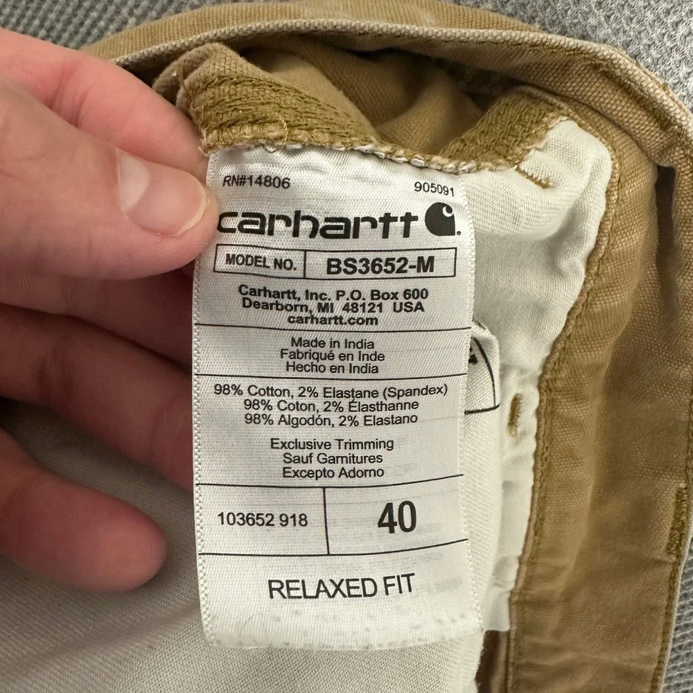 Carhartt Relaxed Fit‎ Rugged Flex Canvas Utility Work Shorts Tan Mens Size 38x10
